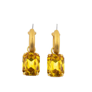 HQM Austrian Crystal Interchangeable Earrings - Yellow (Pierced)