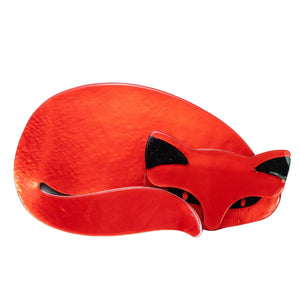 Lea Stein Mistigri Big Sleeping Cat Brooch Pin - Red