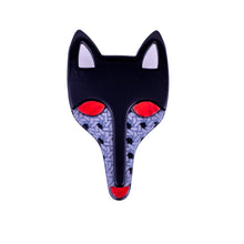 Load image into Gallery viewer, Lea Stein Tete Fox Brooch - Black, Red &amp; Blue