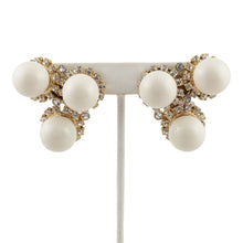 Load image into Gallery viewer, White Ball &amp; Silver Crystal Mini Cluster Earrings (Pierced)