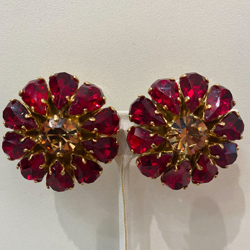 Harlequin Market Red & Orange Crystal Earrings (Pierced Earrings)