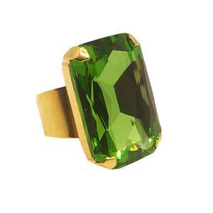 Harlequin Market Apple Green Crystal Adjustable Ring
