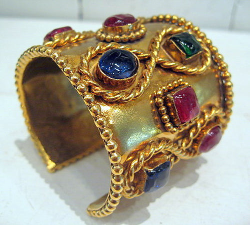 Signed French Vintage Pate-de-verre Cuff