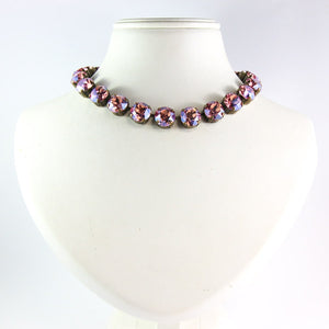Harlequin Market Large Austrian Crystal Accent Necklace - Reflective Pink