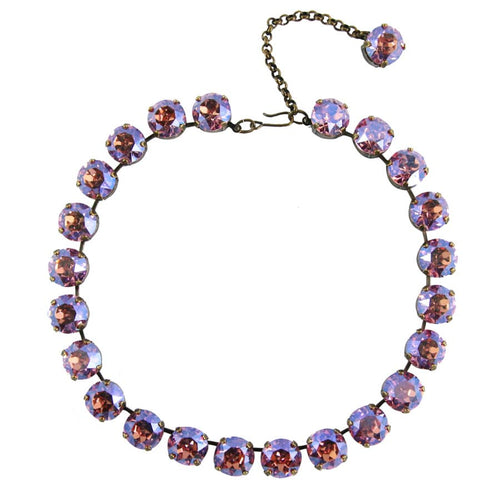 Harlequin Market Large Austrian Crystal Accent Necklace - Reflective Pink