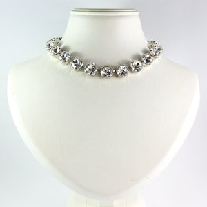 Harlequin Market Large Austrian Crystal Accent Necklace - Clear - Silver Plating