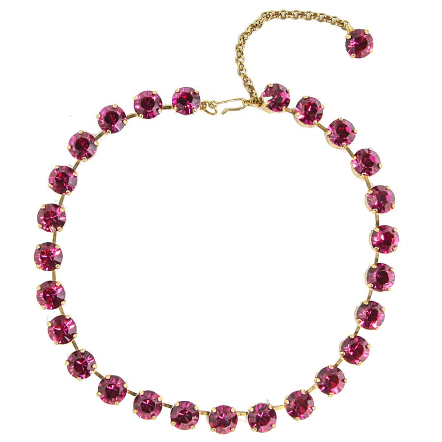 Harlequin Market Small Austrian Crystal Accent Necklace - Fuchsia Pink