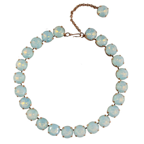 Harlequin Market Large Austrian Crystal Accent Necklace - White Opal - Rose Gold Plating