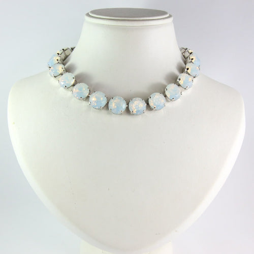 Harlequin Market Large Austrian Crystal Accent Necklace - White Opal