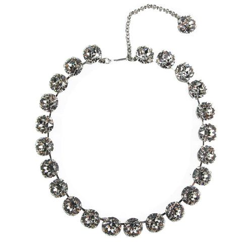 Harlequin Market Large Austrian Crystal Accent Necklace - Clear - Silver Plating