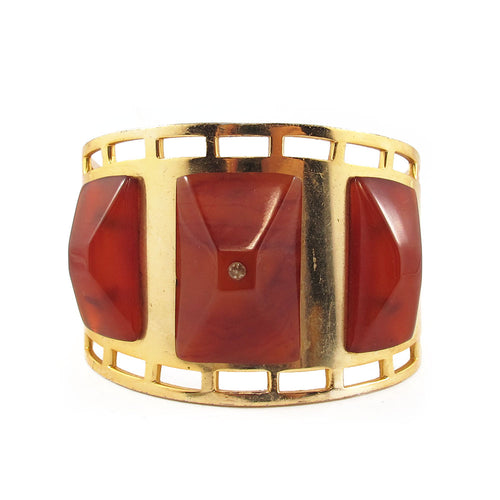 Vintage Bakelite and Gold Toned Metal Cuff c.1940's