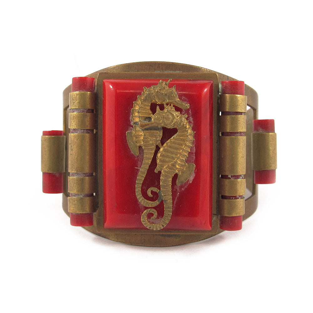 Vintage Bakelite and Metal Seahorse Cuff c.1930's