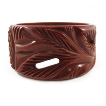 Load image into Gallery viewer, Vintage Cut Out &amp; Carved Bakelite Bangle c.1950&#39;s- Chocolate Brown