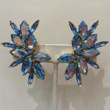 Load image into Gallery viewer, Harlequin Market Icy Blue Crystal Earrings-(Clip-On Earrings)