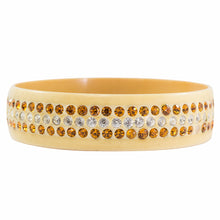 Load image into Gallery viewer, Rare Celluloid - Amber &amp; Clear Crystal Encrusted Bangle - Signed Sept 1926