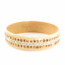 Load image into Gallery viewer, Rare Celluloid - Amber &amp; Clear Crystal Encrusted Bangle - Signed Sept 1926