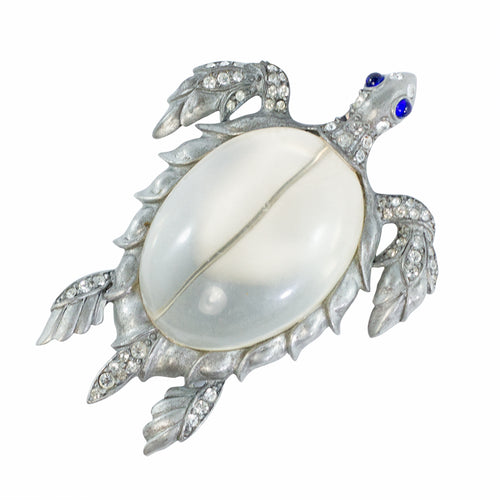Vintage Clear Bubble Body Turtle Brooch c. 1940