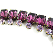Load image into Gallery viewer, Harlequin Market Double Crystal Accent Necklace - Amethyst + Light Amethyst