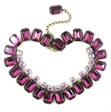 Load image into Gallery viewer, Harlequin Market Double Crystal Accent Necklace - Amethyst + Light Amethyst