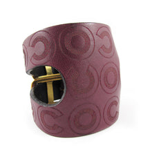 Load image into Gallery viewer, Vintage Signed Chanel Maroon Leather &amp; Gold Buckle Cuff c. 2001