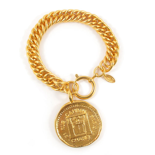 Vintage Signed Chanel 31 Rue Cambon Coin Bracelet. c. 1980