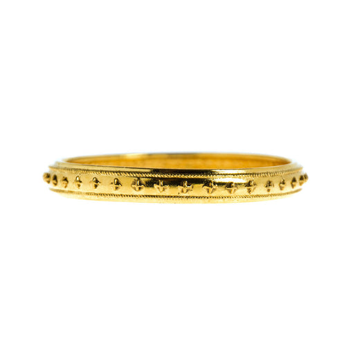 Vintage Signed Chanel Gold Cross Detail Thin Bangle c. 1980's