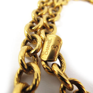 Vintage Signed Chanel Gripox, Rhinestone & Gold Tone Chain Pendant Necklace c. 1970's