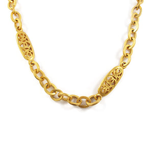 Vintage Signed Chanel Satin Gold Chain Necklace - Summer 94