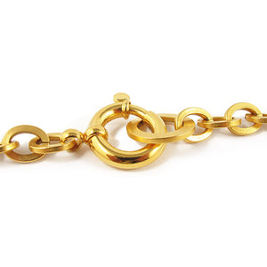 Vintage Signed Chanel Satin Gold Chain Necklace - Summer 94