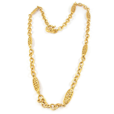 Vintage Signed Chanel Satin Gold Chain Necklace - Summer 94