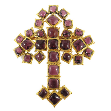 Stunning Rare Signed Chanel Gripoix Cross Brooch. c. 1982