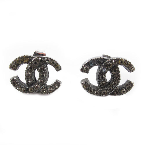 Vintage signed Chanel marcasite logo earrings (pierced) c. 1990's