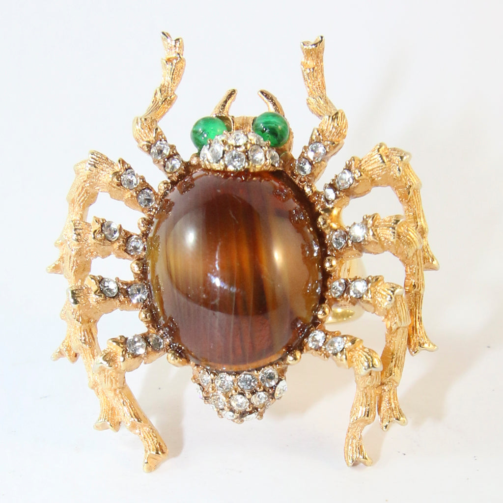 Ciner NY Spider Ring With Glass Stones & Crystals