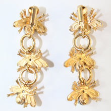 Load image into Gallery viewer, Ciner NY Gold Plated Bee Dangle Earrings With Clear Crystals