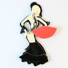 Load image into Gallery viewer, Lea Stein Signed Seville Flamenco Dancer Brooch Pin - Green, Red