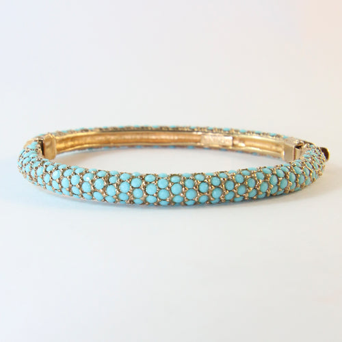 Ciner NY Faux Turquoise Crystal Encrusted Clamper Bangle