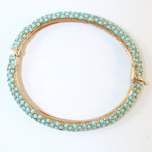 Load image into Gallery viewer, Ciner NY Faux Turquoise Crystal Encrusted Clamper Bangle