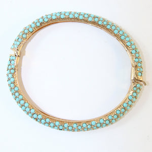 Ciner NY Faux Turquoise Crystal Encrusted Clamper Bangle