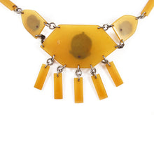 Load image into Gallery viewer, French Vintage Egyptian Revival Celluloid &amp; Brass Necklace c. 1930&#39;s