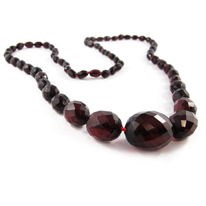 Vintage Faceted Bakelite Beaded Necklace - Cherry c. 1950's