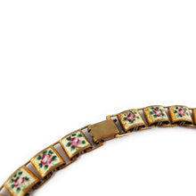 Load image into Gallery viewer, French Vintage Delicate Hand Enamelled Solid Brass Book Chain Necklace Necklace c. 1950&#39;s