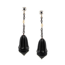 Load image into Gallery viewer, Vintage French Glass Drop Earrings with Pearl &amp; Crystal Detail c. 1920&#39;s