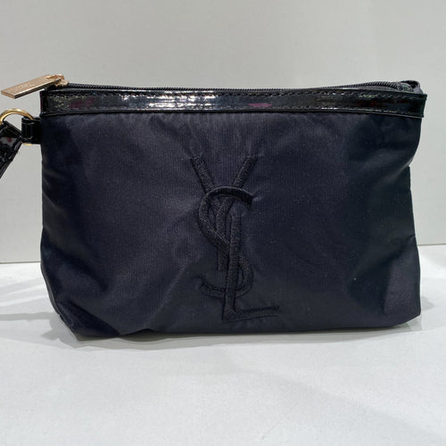 Yves Saint Laurent Black Patent Fabric Pouchette