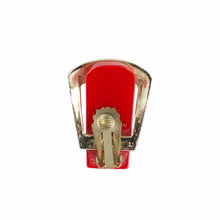 Load image into Gallery viewer, Vintage Buckle Design Red Coloured Bakelite and Metal Earrings c. 1950 - (Clip-On Earrings)