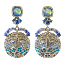 Load image into Gallery viewer, Christian Lacroix Vintage Signed 1990s Silver &amp; Blue Crystal Earrings (Clip-on) - Harlequin Market