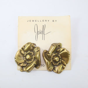 Joseff of Hollywood Vintage Signed Flower Design Earrings c. 1940 (Clip-on)