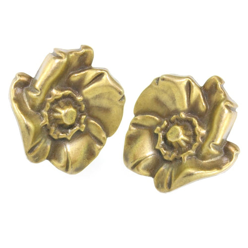 Joseff of Hollywood Vintage Signed Flower Design Earrings c. 1940 (Clip-on)
