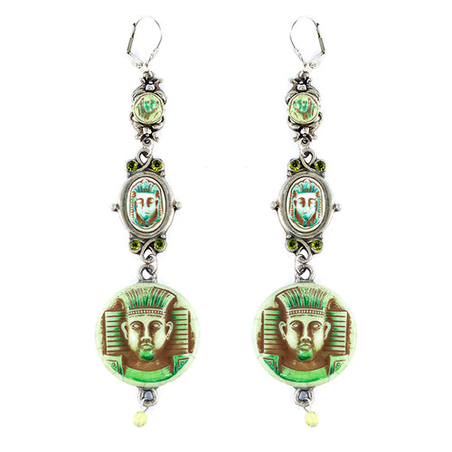 Vintage Gregory Bolton Egyptian Revival Triple Drop Earrings c. 1980