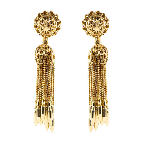 Hobe Vintage Signed Mesh and Tassel Earrings c. 1950