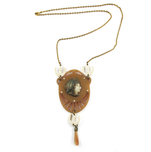 Vintage circa 1930's Galalith-Brass Necklace